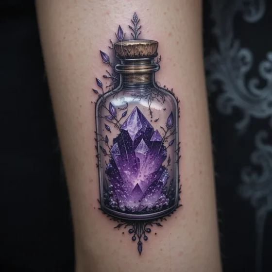 Amethyst in a Glass Bottle