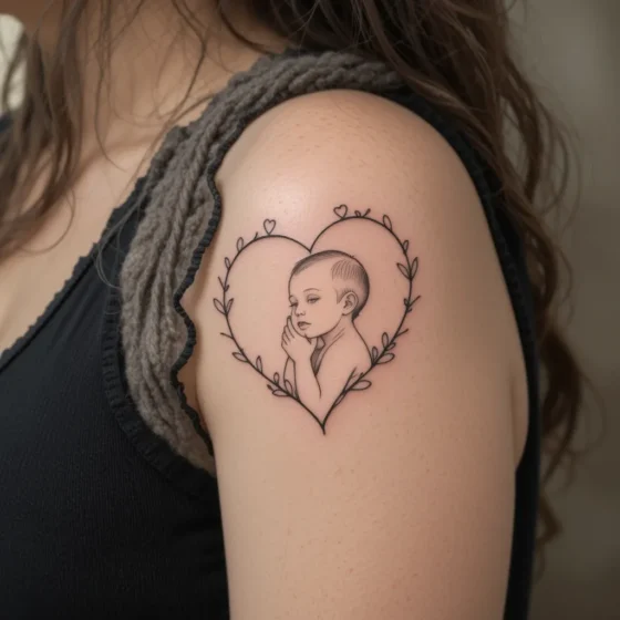 Baby Profile Inside a Heart Outline