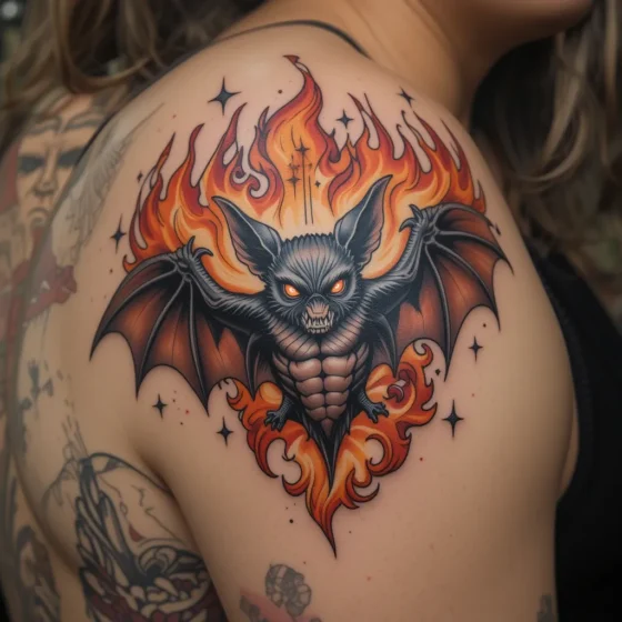 Bat Surrounded by Flames