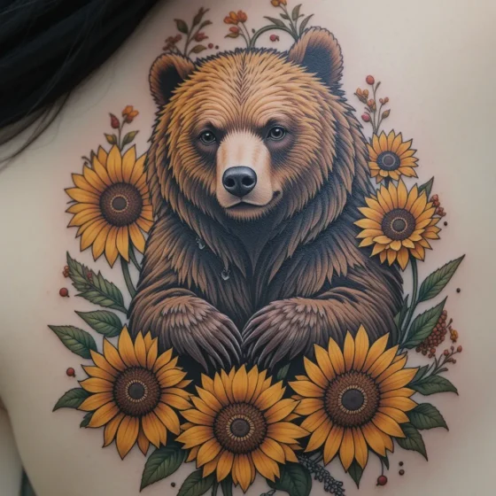 Bear with Sunflowers