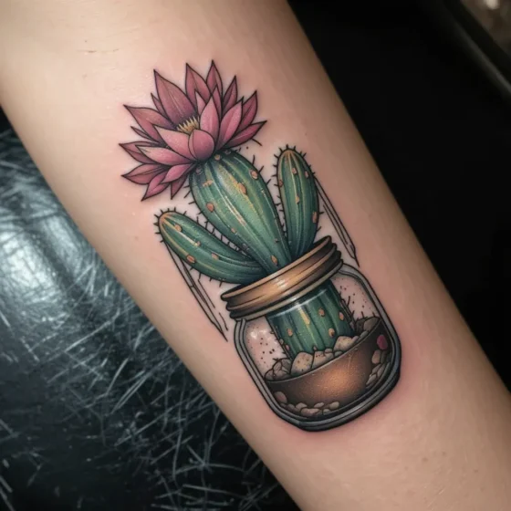 Blooming Cactus in a Mason Jar