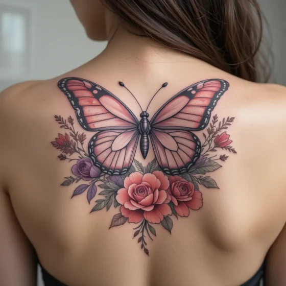 Butterfly with Blooming Flowers