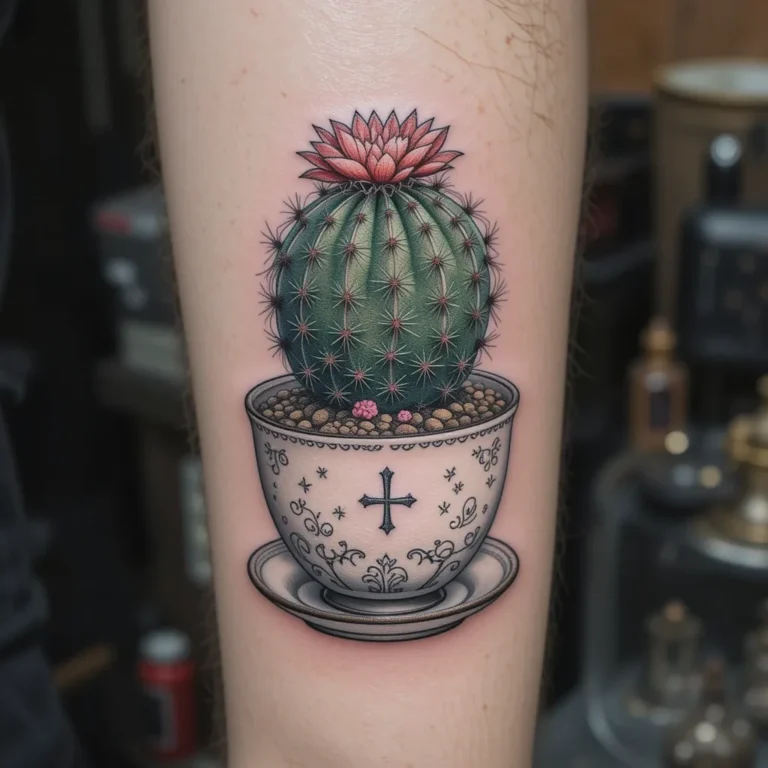 Cactus Bloom in a Teacup