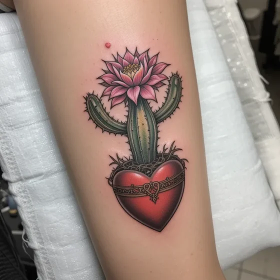 Cactus Flower in a Heart-Shaped Pot