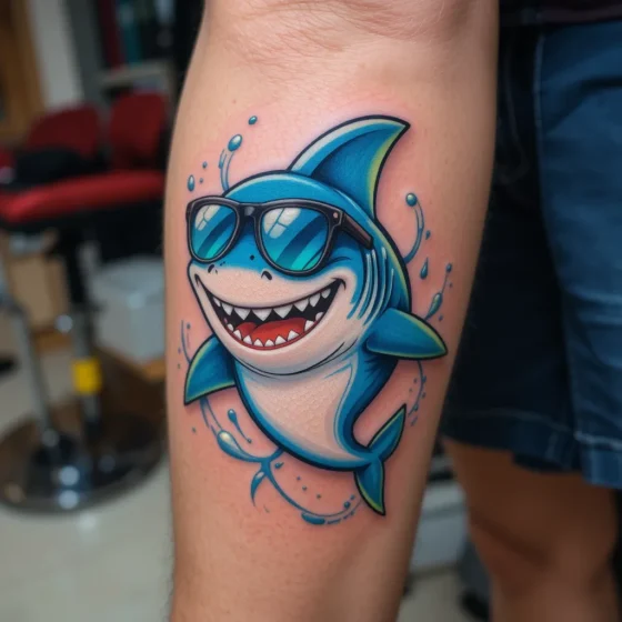 Cartoon Shark with Sunglasses