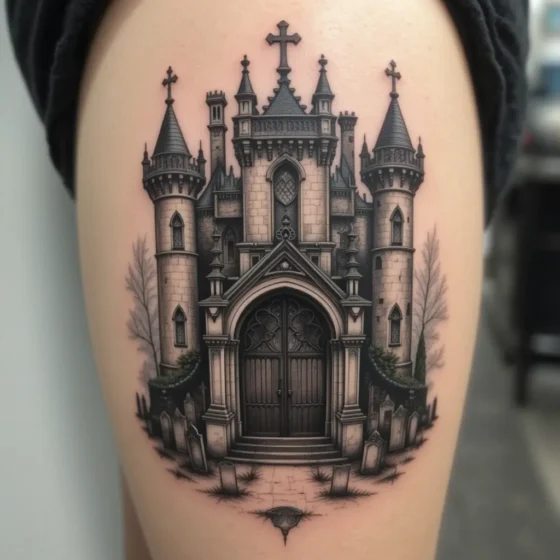 Castle With Full Graveyard Scene