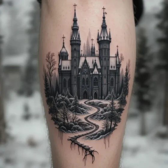 Castle in a Snowy Forest
