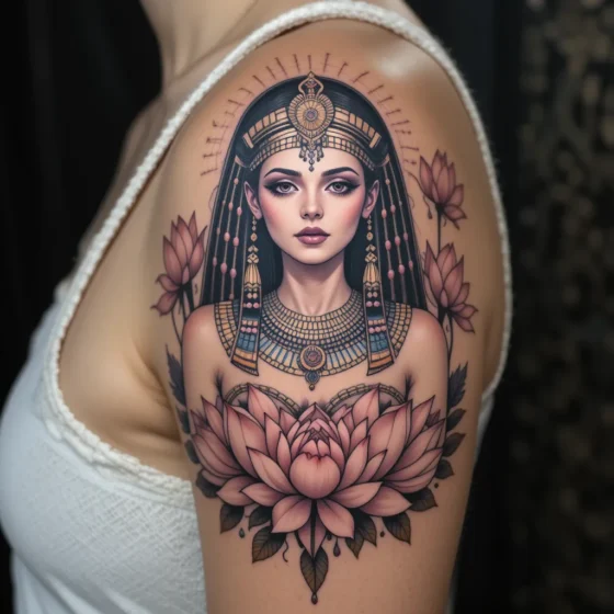 leopatra Surrounded by Lotus Flowers