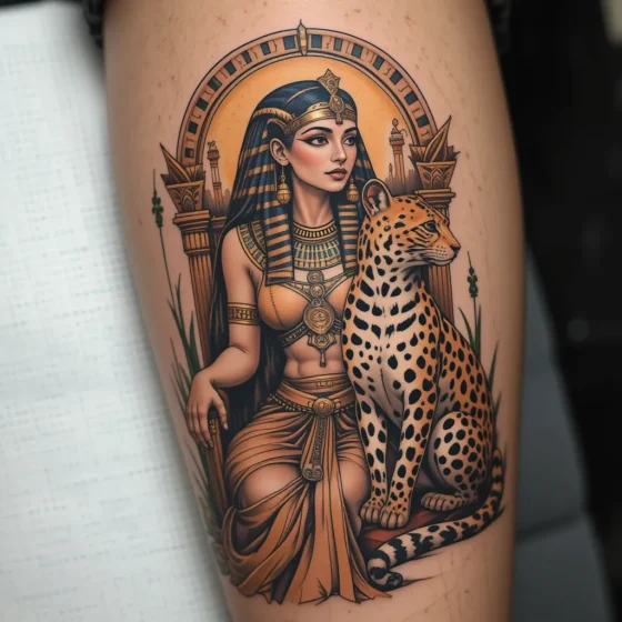 Cleopatra with Leopard Companion