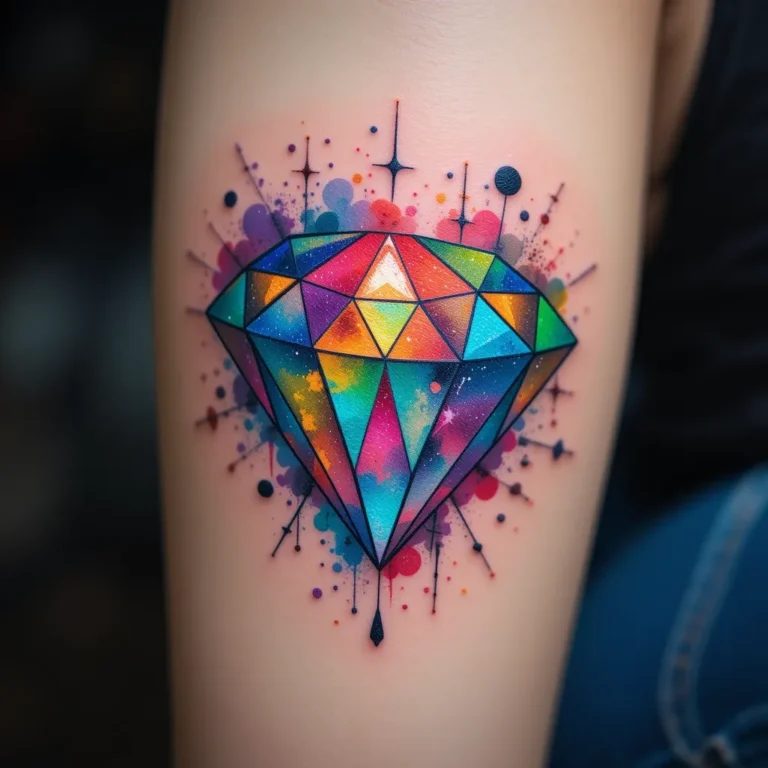 Colorful Diamond Tattoo
