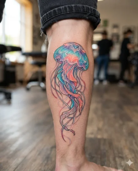 Colorful Jellyfish Tattoo
