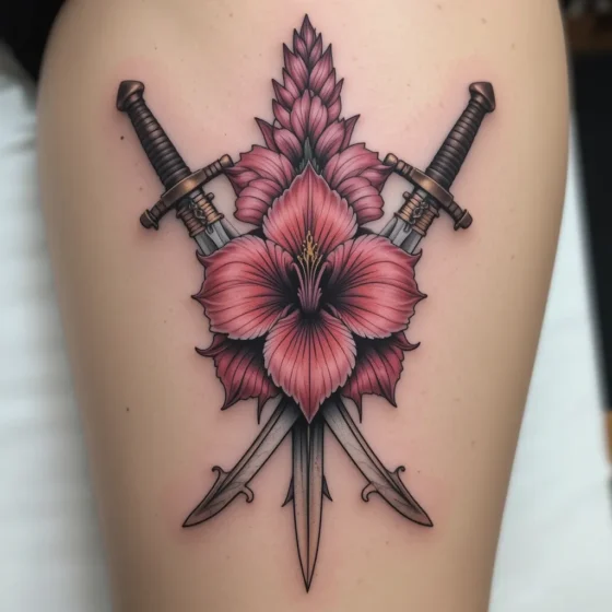 Crossed Swords and Gladiolus
