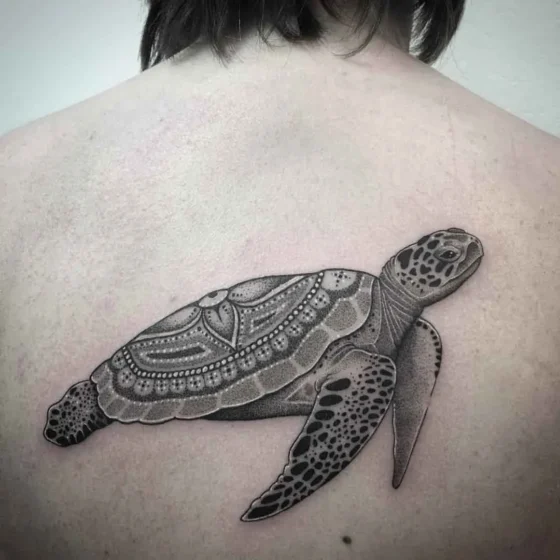 Dotwork Turtle Tattoo