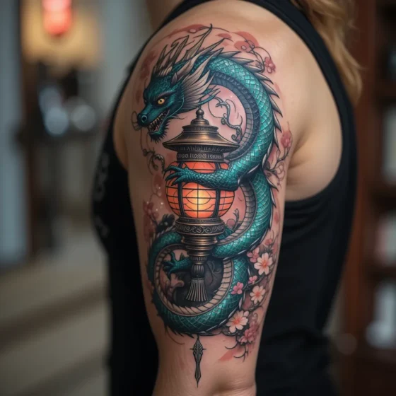 Dragon Wrapped Around Lantern