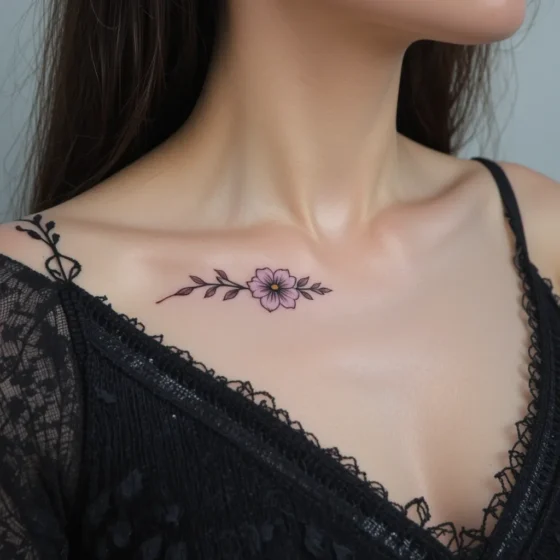 Fine Line Gladiolus on Collarbone