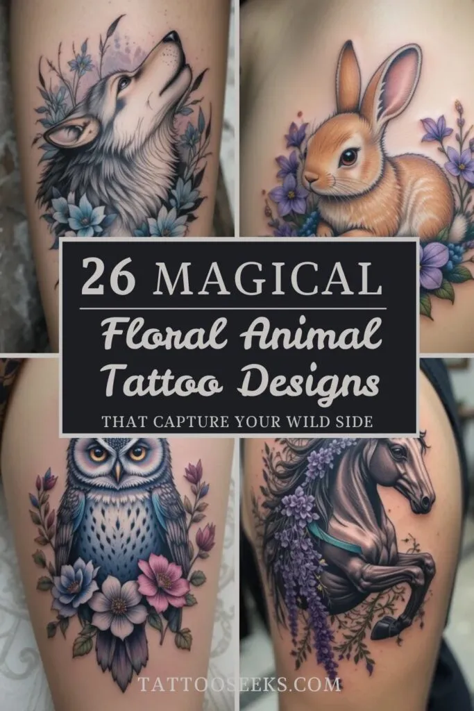 Floral Animal Tattoo Designs