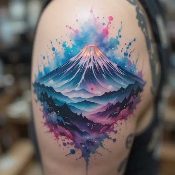 Fuji as a Watercolor Tattoo