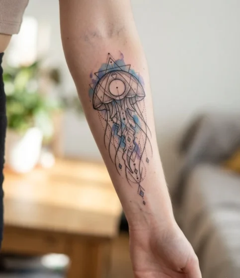 Geometric Jellyfish Tattoo