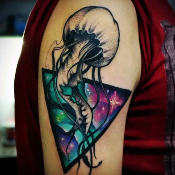 Geometric Jellyfish Tattoo