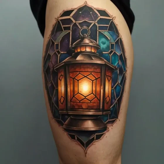 Geometric Lantern Tattoo