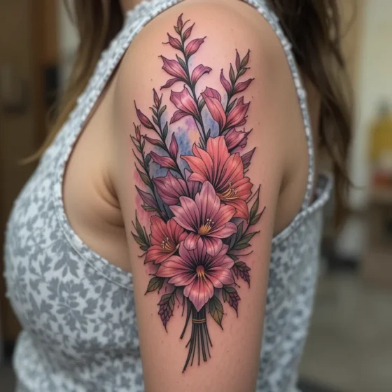 Gladiolus Bouquet on Upper Arm
