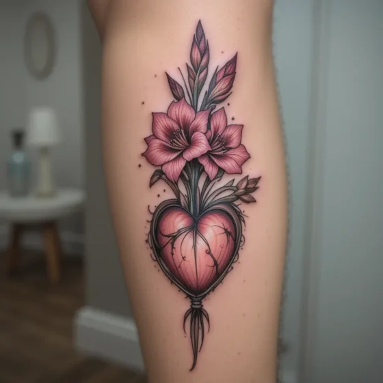 Gladiolus Growing Out of a Heart