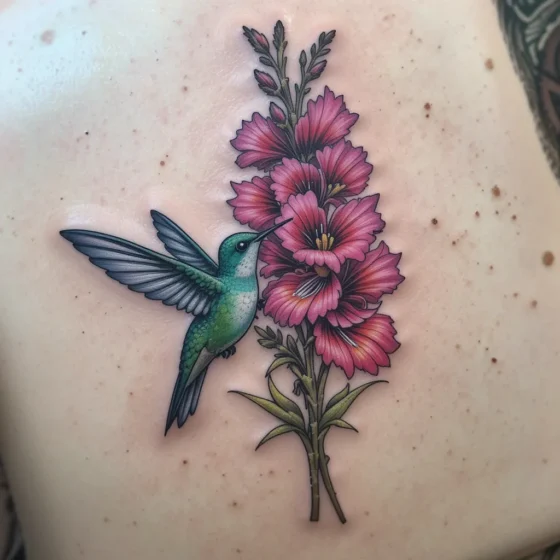 Gladiolus With Hummingbird