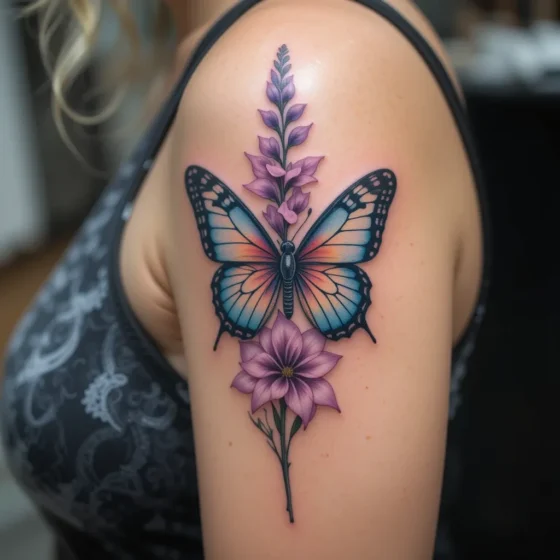 Gladiolus and Butterfly Design