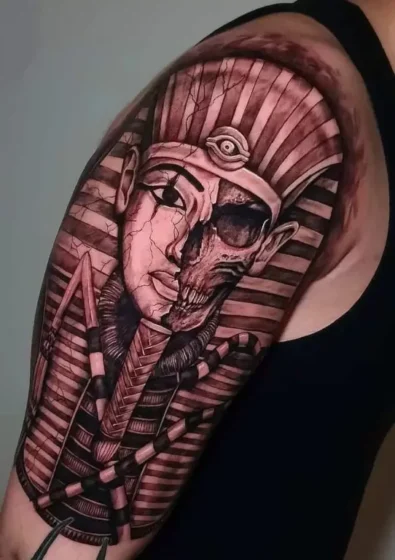 Half-Cleopatra, Half-Skull Tattoo