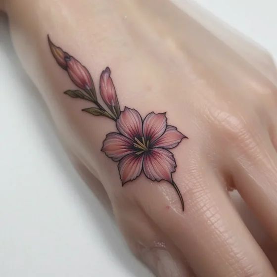 Hand-Poked Gladiolus on Finger