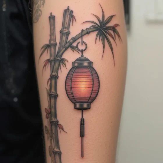 Hanging Lantern on Bamboo Branch