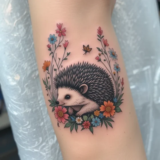 Hedgehog with Wildflowers