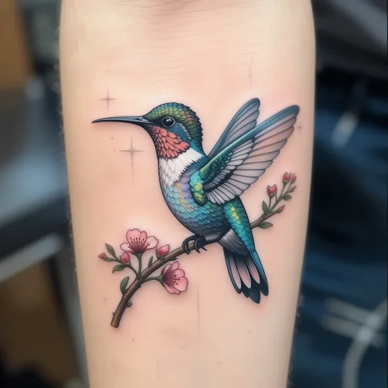Hummingbird Perched on a Branch