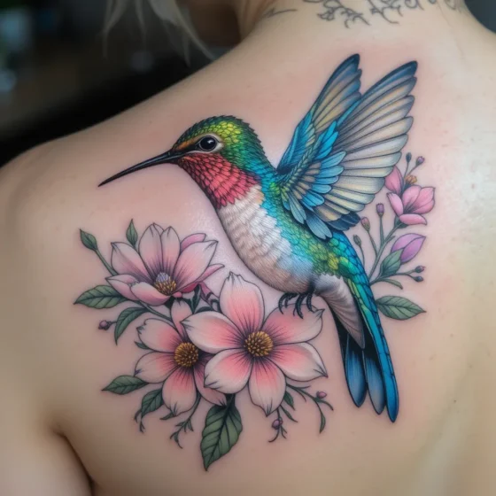 Hummingbird with Birth Flowers