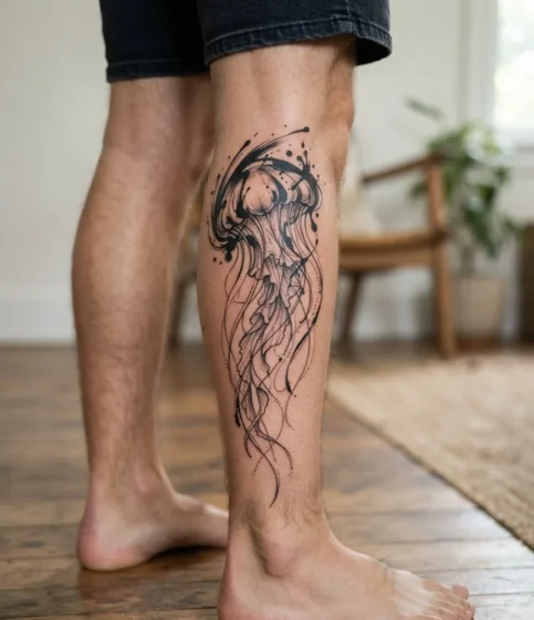 Ink Splash Jellyfish Tattoo