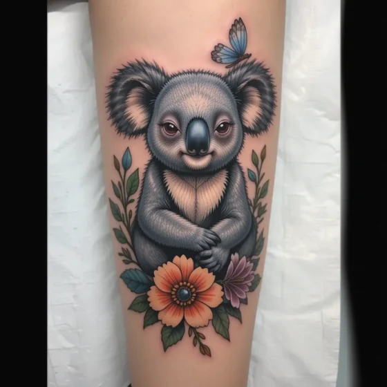 Koala with Eucalyptus Flowers