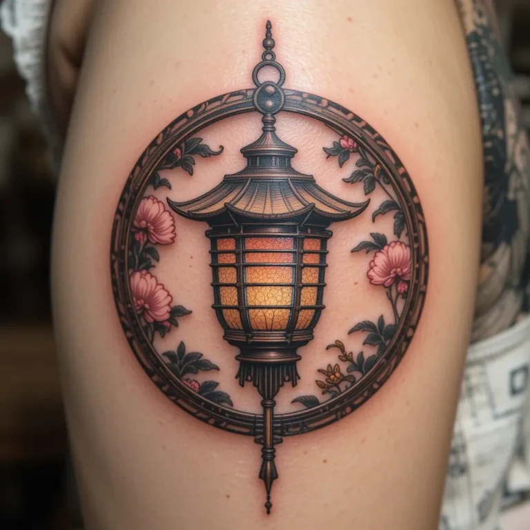 Lantern Inside a Circle Frame