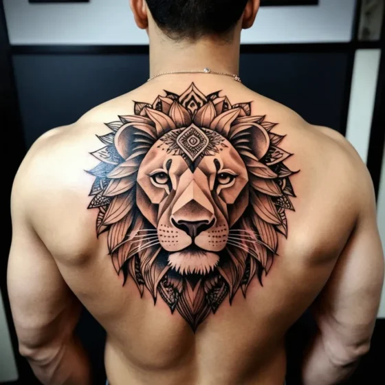 Lion Head with Mandala Tattoo