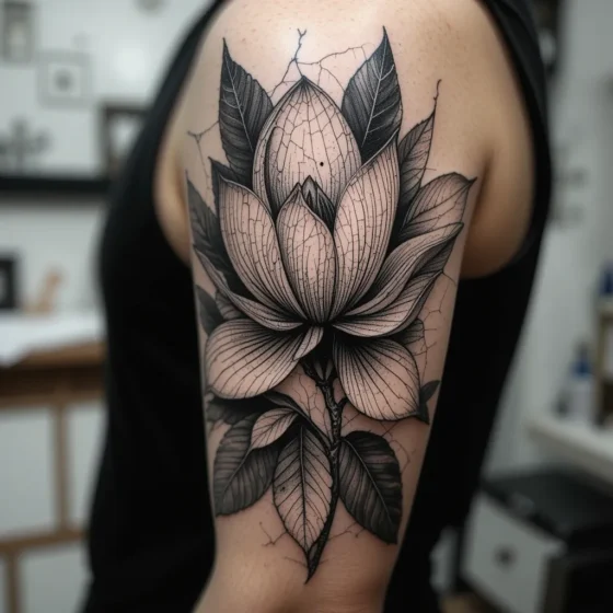 Magnolia with Cracked Ink Texture