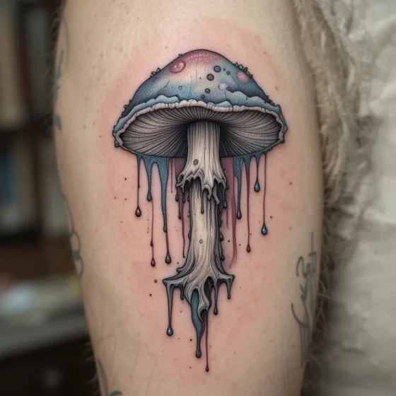 Melting Mushroom Tattoo Design