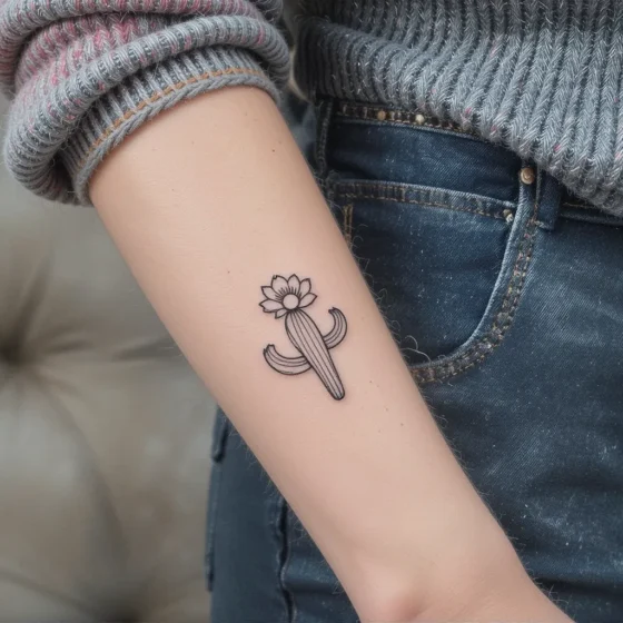 Minimalist Single-Line Cactus Flower