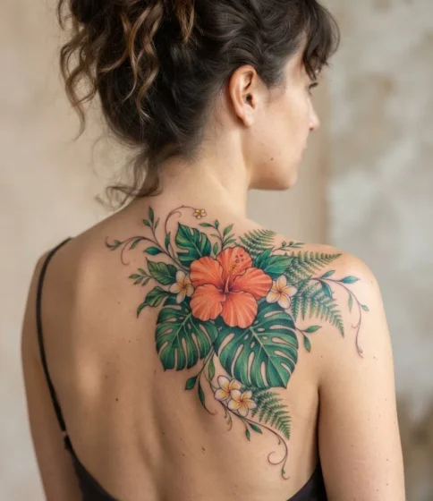 Monstera Leaf and Flower