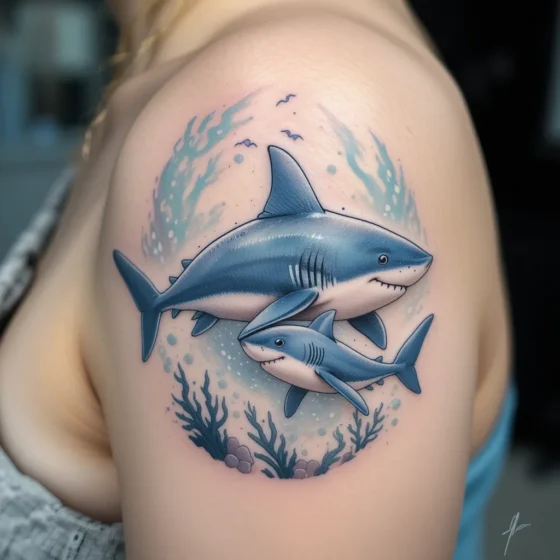 Mother Shark and Pup Design