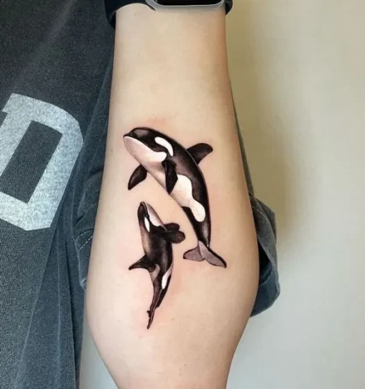Mother and Calf Orca Tattoo