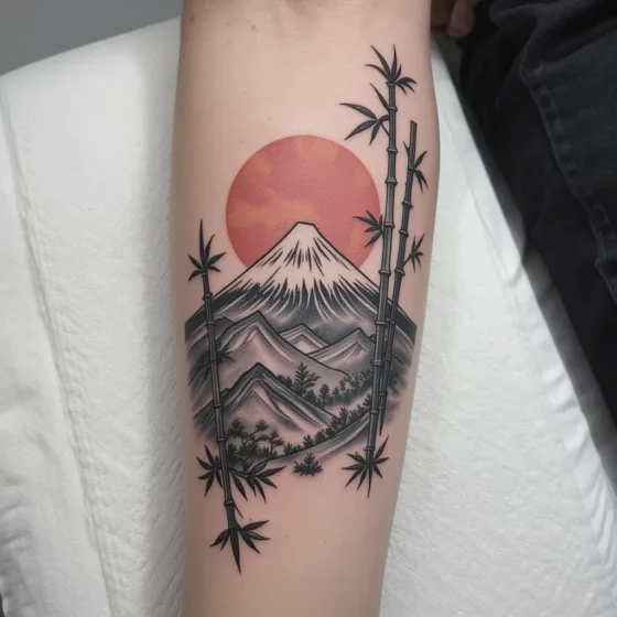Mount Fuji and Bamboo
