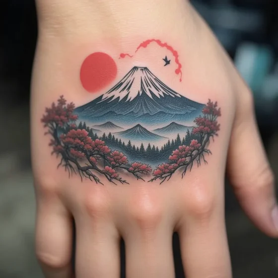Mount Fuji on a Japanese Fan