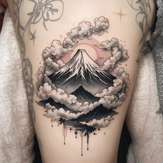 Mount Fuji with Clouds of Smoke