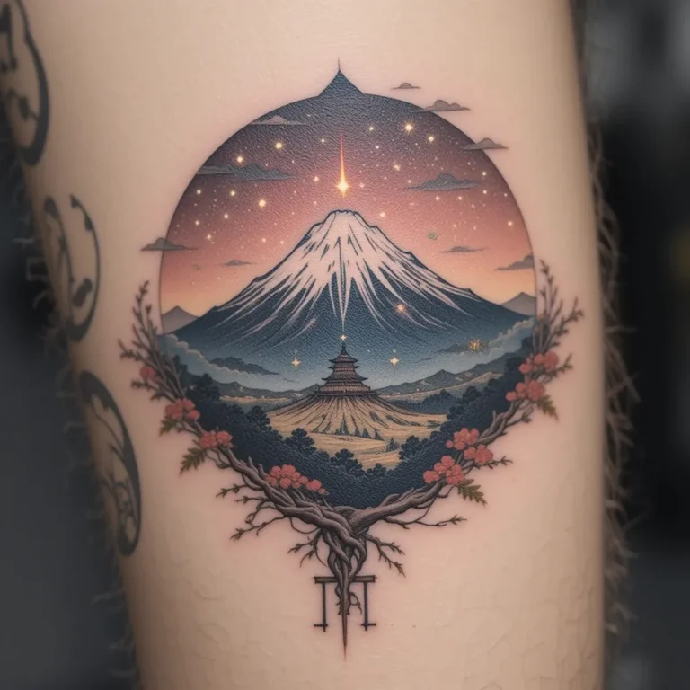 Mount Fuji with Fireflies