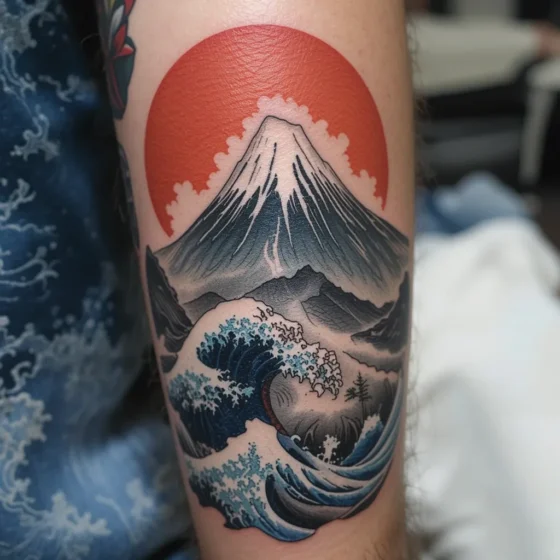 Mount Fuji with Waves