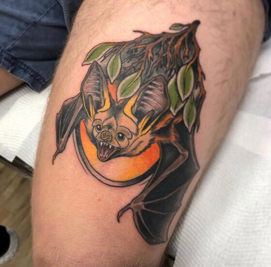 Neo-Traditional Bat Tattoo